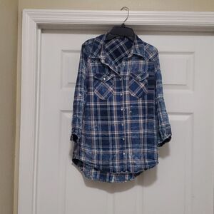 Belle Tweed plaid button shirt